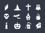 Simple vector icons set for Halloween decoration