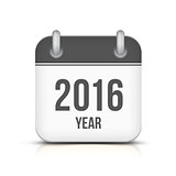 Old year 2016 monochrome calendar vector icon