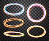 Set of glowing transparent circles. Light effects 