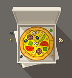 Pizza in open box