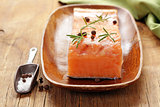salty salmon red fish with black pepper and rosemary