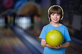 Boy with bowling ball