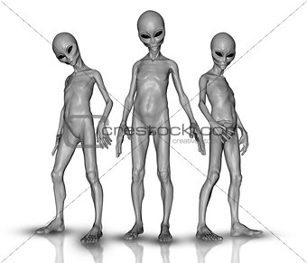 3D aliens in a group