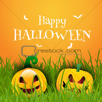 Happy Halloween background with pumpkins