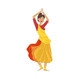 Woman In Sari Dancing National Indian Dance