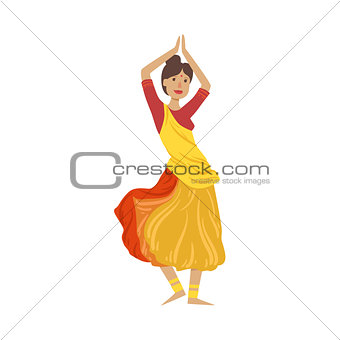 Woman In Sari Dancing National Indian Dance