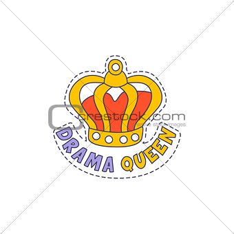 Drama Queen Crown Bright Hipster Sticker