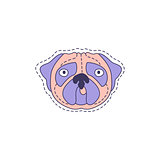 Pug Face Bright Hipster Sticker