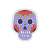 Mexican Painted Skull Bright Hipster Sticker