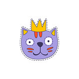 Cat in A Crown Bright Hipster Sticker