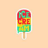 Ice-cream Bright Color Summer Inspired Sticker With Text