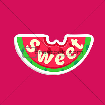 Piece Of Watermelon Bright Color Summer Inspired Sticker With Text