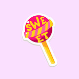 Lollypop Bright Color Summer Inspired Sticker With Text