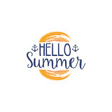 Hello Summer Message Watercolor Stylized Label