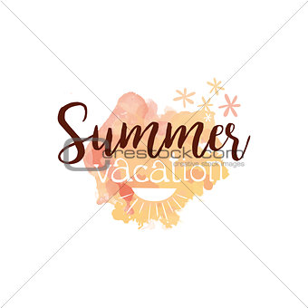 Summer Vacation Message Watercolor Stylized Label