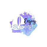 Enjoy Summer Message Watercolor Stylized Label