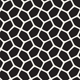 Vector Seamless Black and White Rounded Mosaic Geometric Pattern