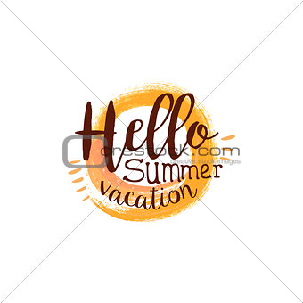 Hello Summer Message Watercolor Stylized Label With Sun
