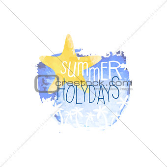 Summer Holydays Message Watercolor Stylized Label