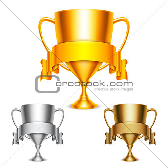 Trophy Cups with Ribbons
