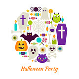 Halloween Party Objects over White