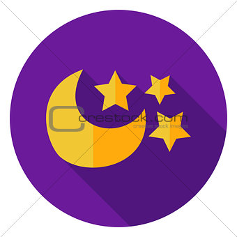Moon with Stars Circle Icon
