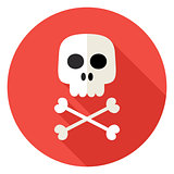 Skull with Bones Circle Icon