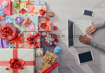 Colorful gifts on a desktop