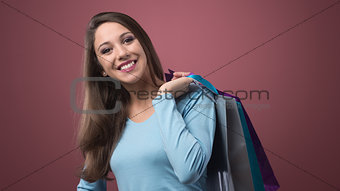Happy woman shopping