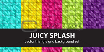 Triangle pattern set "Juicy Splash". Vector seamless geometric backgrounds