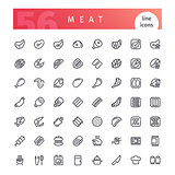 Meat Line Icons Set