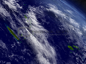 New Caledonia, Fiji and Vanuatu from space