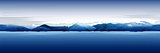 Sea And Mountains, Blue Vector Background