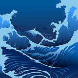 Blue Waves In The Japanese Style
