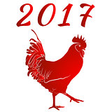 Red cock. Symbol of Chinese New Year.
