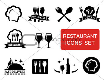 restaurant icon with red signboard