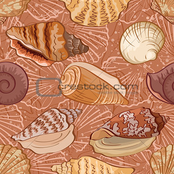 Seamless background, seashells