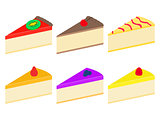 Vector illustration set of colorful cheesecakes