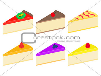 Vector illustration set of colorful cheesecakes