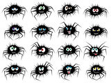 Halloween set of sixteen spider characters 