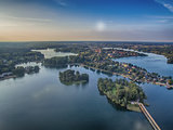 Aerial UAV top view of Trakai, Lithuania