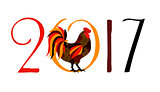 Vector Illustration of Red Fire Rooster, Symbol of 2017 Year on 
