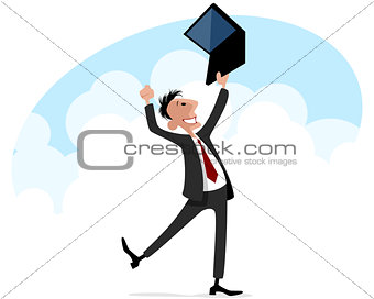 Funny businessman with notebook