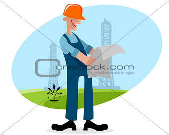 Oilman with plan