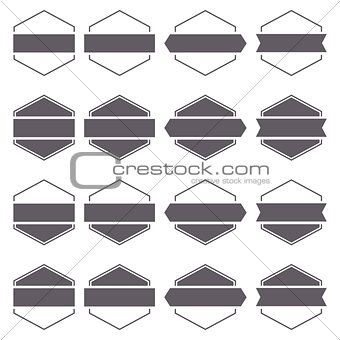 Set hexagonal emblem, vector illustration.