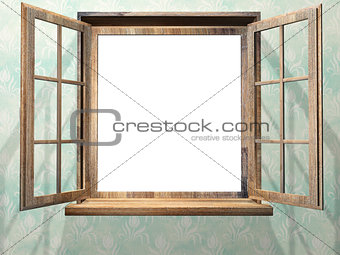 Open wooden window