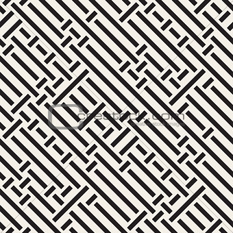 Vector Seamless Black And White Irregular Diagonal Lines Pattern