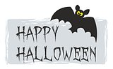 Happy Halloween party card with bat