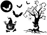 Set of different Halloween vector silhouettes