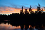 Romantic twilight. Pongoma river, North Karelia, Russia